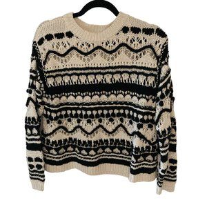 Ming  Mango Bicolor Jacquard Sweater   Black White  X S